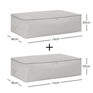 2'li Mega Boy Gri Balıksırtı Baza Altı Hurç Set 74 X 46 X 22 Cm