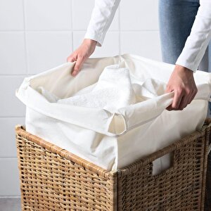 Rattan Çamaşır Sepeti 80 Litre Meridyendukkan Naturel Kirli Çamaşır Sepeti