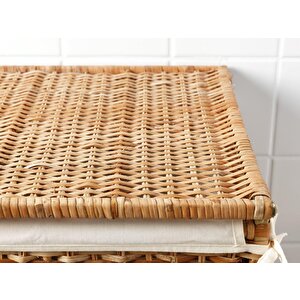 Rattan Çamaşır Sepeti 80 Litre Meridyendukkan Naturel Kirli Çamaşır Sepeti