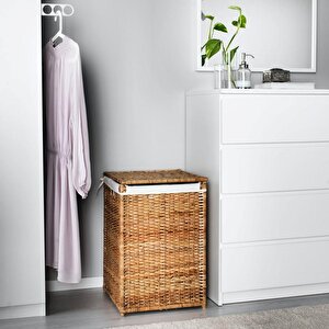 Rattan Çamaşır Sepeti 80 Litre Meridyendukkan Naturel Kirli Çamaşır Sepeti