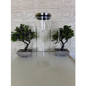 1.5 Lt Sürahi Paslanmaz Çelik Vakumlu Sızdırmaz Kapaklı Cam Sürahi 1500 Ml