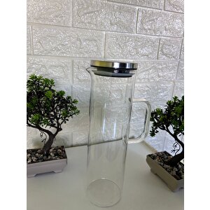 1.5 Lt Sürahi Paslanmaz Çelik Vakumlu Sızdırmaz Kapaklı Cam Sürahi 1500 Ml