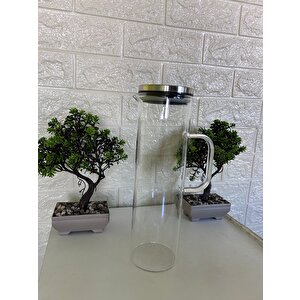 1.5 Lt Sürahi Paslanmaz Çelik Vakumlu Sızdırmaz Kapaklı Cam Sürahi 1500 Ml