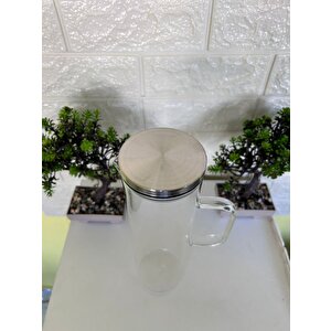 1.5 Lt Sürahi Paslanmaz Çelik Vakumlu Sızdırmaz Kapaklı Cam Sürahi 1500 Ml