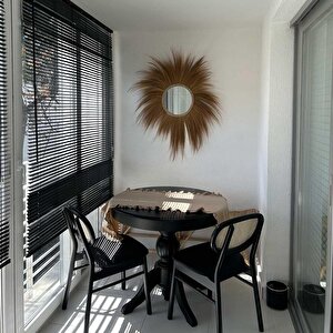 90cm Açılır Yuvarlak Baba Ayaklı Masa, Yemek Masası Siyah (açılır 120cm)