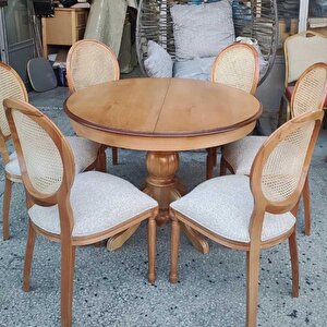 90cm Açılır Yuvarlak Yemek Masası Baba Ayak Masa Natural Cilalı (sandalyeler Dahil Değildir)
