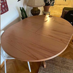 Reyo 90cm Açılır Yuvarlak Yemek Masası Baba Ayak Masa Natural Cilalı (sandalyeler Dahil Değildir)