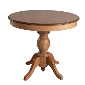 Reyo 90cm Açılır Yuvarlak Yemek Masası Baba Ayak Masa Natural Cilalı (sandalyeler Dahil Değildir)