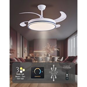 German Kuhle Antrasit Tavan Vantilatörü 3 Renk Led Gizli Pervaneli Kumandalı Dimmer Ayarlı Bl Sistem Isınmaz Motor