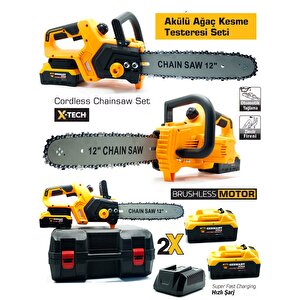 Pro-x Çift Akülü 35 Cm Palalı Ağaç Kesme Dal Budama Motoru Testere