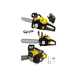 Benzinli Testere  3 Hp Çift Egzozlu 62 Cc Ağaç Odun Dal Kesme Makinesi Motorlu Testere