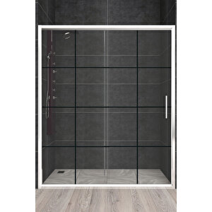 Carmen Temperli 6 Mm Ön Cephe Cam Duşakabin Ultra Parlak Krom Profil Siyah Karolaj Cam 114 cm