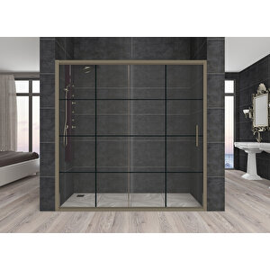 Carmen Temperli 6 Mm Ön Cephe Cam Duşakabin Bronz Profil Siyah Karolaj Cam 116 cm