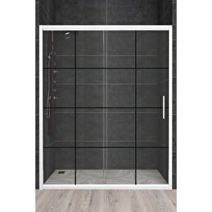 Carmen Temperli 6 Mm Ön Cephe Cam Duşakabin Mat Krom Profil Siyah Karolaj Cam 117 cm