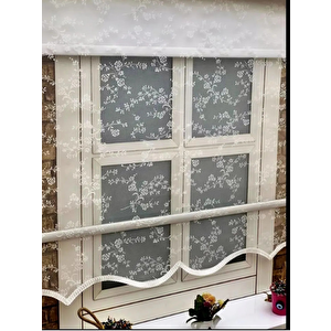 Çiçek Desen Çiftli Sistem Mekanizmalı Tül Ve Stor Perde 200x250 cm