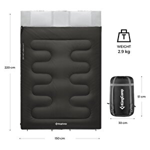 Kingcamp Oxygen 250-d Çift Kişilik Yastıklı Uyku Tulumu Black