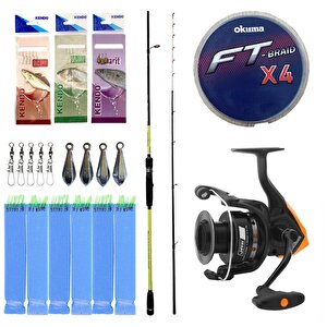 Yek Outdoor Hazır Tekne Oltası Seti Okuma Orata Tekne Kamışı 202cm 150-200gr 2 Parça Olta Kamışı&okuma Jaw-65 3+1bb Olta Makinesi