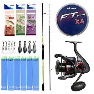 Yek Outdoor Hazır Tekne Oltası Seti Okuma Orata Tekne Kamışı 202cm 150-200gr 2 Parça Olta Kamışı&okuma Ceymar C-8000a 7+1bb Olta M