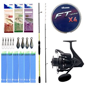Yek Outdoor Hazır Tekne Oltası Seti Okuma Orata Tekne Kamışı 202cm 150-200gr 2 Parça Olta Kamışı&okuma Wave Power Wp-8000a1 Olta M