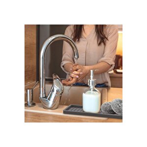 Gri Renk Silikon Yağdanlık Yağlık Sirkelik Altlığı Organizer Sunumluk Sabunluk Altlığı 23x10 Cm