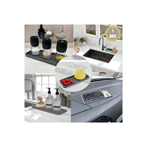Gri Renk Silikon Yağdanlık Yağlık Sirkelik Altlığı Organizer Sunumluk Sabunluk Altlığı 23x10 Cm