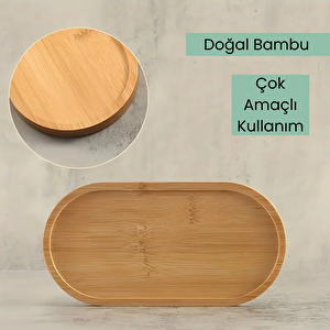 1 Adet Bambu Oval Sunum Ve Servis Tepsisi Ahşap Tepsi Yağdanlık Altlığı