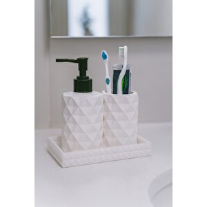 3 Parça Beton Kristal Desen Sıvı Sabunluk Set
