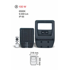 Hs 3863 100 W Hareket Sensörlü Kumandalı Solar Sokak Lambası Beyaz Işık