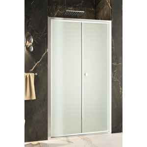 Acordion Temperli 4 Mm Ön Cephe Katlanır Cam Duşakabin Krom Profil Kumlama Cam 92 cm