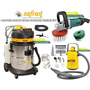 Edw723c 4 Motorlu Koltuk Yıkama Makinesi Buhar Makinesi Fırçalama 3 Lü Set