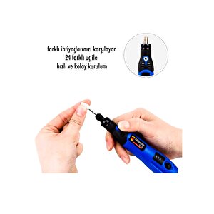 Germany Style  Mini Hobi Gravür Şarjlı Taşlama Akülü 24 Parça Gravür Set