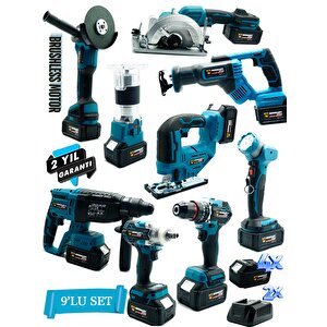 Pro 9'lu Set Matkap-freze-kırıcı-tilki Kuyruğu-taşlama-dekupaj-daire Testere-bijon Sökme-led Işık