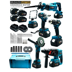 Pro 6'lı Kömürsüz Matkap-taşlama-tilki Kuyruğu-hilti Kırıcı-bijon Sökme-led Aydınlatma Set