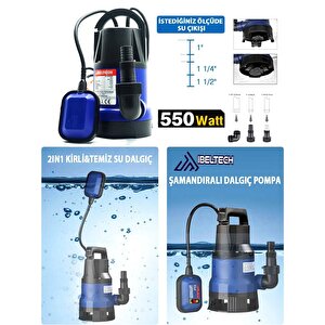 Germnay Style 2in1 Kombine Dalgıç Pompa Qsb550 İbeltech 550w Plastik Gövdeli Kirli Ve Temiz Pompa