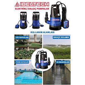 2in1 Kombine Dalgıç Pompa Qsb750 İbeltech 750w Plastik Gövdeli Kirli Ve Temiz Su Dalgıç Pompası
