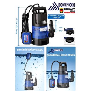 2in1 Kombine Dalgıç Pompa Qsb750 İbeltech 750w Plastik Gövdeli Kirli Ve Temiz Su Dalgıç Pompası
