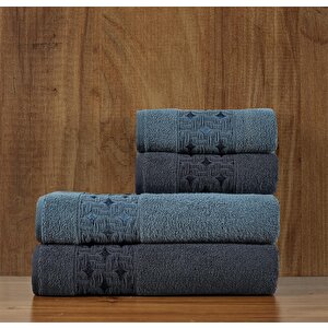 | Oppolo | Extra Yumuşak Pamuk Eponj 4'lü Havlu Seti Koyu Antrasit