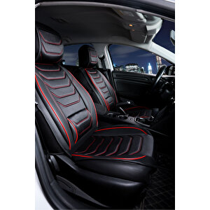 Renault Fluence 2010-2013 Uyumlu Lüx Deri Oto Koltuk Kılıfı Ön Arka Takım Set Eagle Si̇yah Kirmizi Siyah - Kırmızı