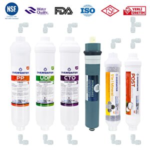 OverWater Kapalı Kasa Su Arıtma Cihazı 6 Lı Inline Filtresi Seti 10 Aşamalı Özel Sarım Membran Filtresi
