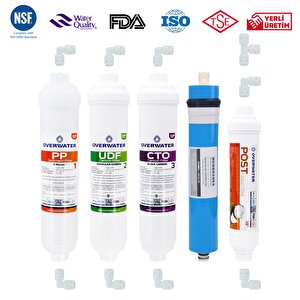 OverWater Kapalı Kasa Su Arıtma Cihazı 5 Li Inline Filtresi Seti 5 Aşamalı Özel Sarım Membran Filtre
