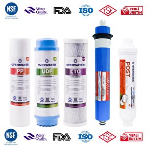 Overwater Açık Kasa Su Arıtma Cihazı 5 Li Filtresi Seti 5 Aşamalı Özel Sarım Membran Filtre