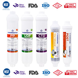 Overwater Kapalı Kasa Su Arıtma Cihazı 5 ’li Inline Filtresi Seti Aşamalı ( Membransız Set ) Fin50m