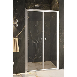 Acordion Temperli 4 Mm Ön Cephe Katlanır Cam Duşakabin Krom Profil Füme Cam 92 cm