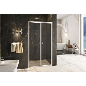 Acordion Temperli 4 Mm Ön Cephe Katlanır Cam Duşakabin Krom Profil Füme Cam 92 cm