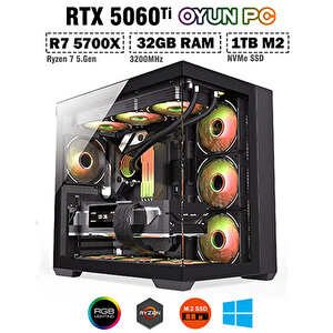Mirage X60 Ryzen 7 5700x 32gb Ram 1tb M.2 Ssd Rtx5060ti Sıvı Soğutmalı Oyuncu Masaüstü Bilgisayar