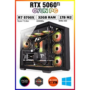 Mirage X60 Ryzen 7 5700x 32gb Ram 1tb M.2 Ssd Rtx5060ti Sıvı Soğutmalı Oyuncu Masaüstü Bilgisayar