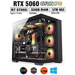 Mirage X50 Ryzen 7 5700x 32gb Ram 1tb M.2 Nvme Ssd Rtx5060 Sıvı Soğutmalı Oyuncu Masaüstü Bilgisayar