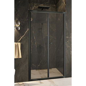 Acordion Temperli 4 Mm Ön Cephe Katlanır Cam Duşakabin Siyah Profil Füme Cam 93 cm