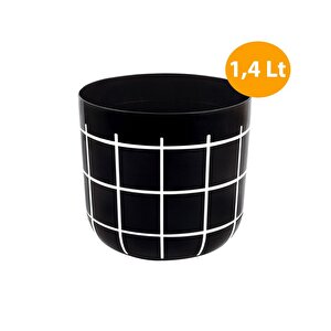 Krs-211 Dekoratif Karo Desenli Saksı 1.4 Litre No 1 Siyah