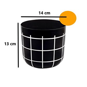 Krs-211 Dekoratif Karo Desenli Saksı 1.4 Litre No 1 Siyah
